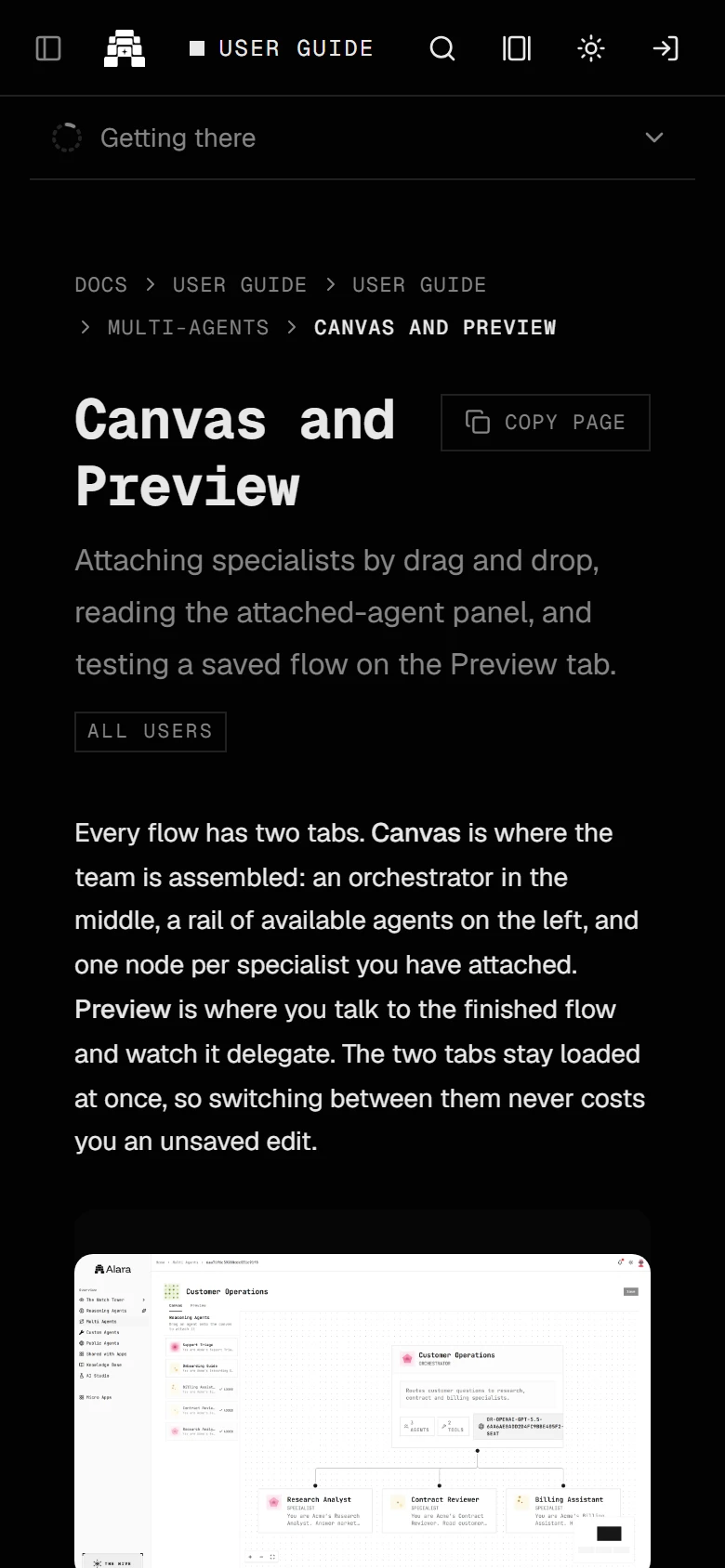 The dark guide page on a phone.