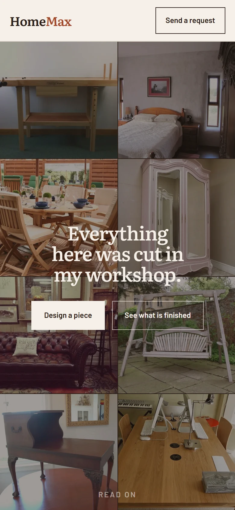 The home page on a phone, with the photos in a grid.