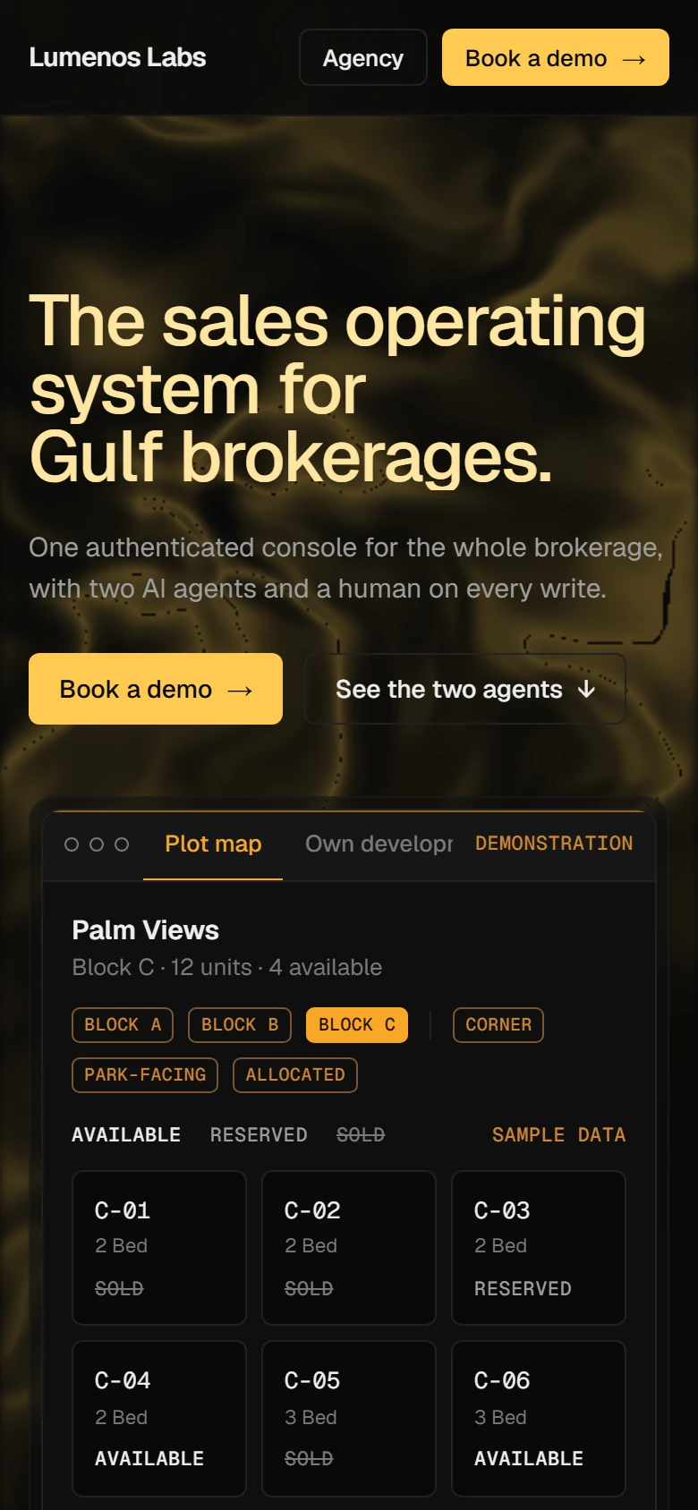 The Agency page on a phone.