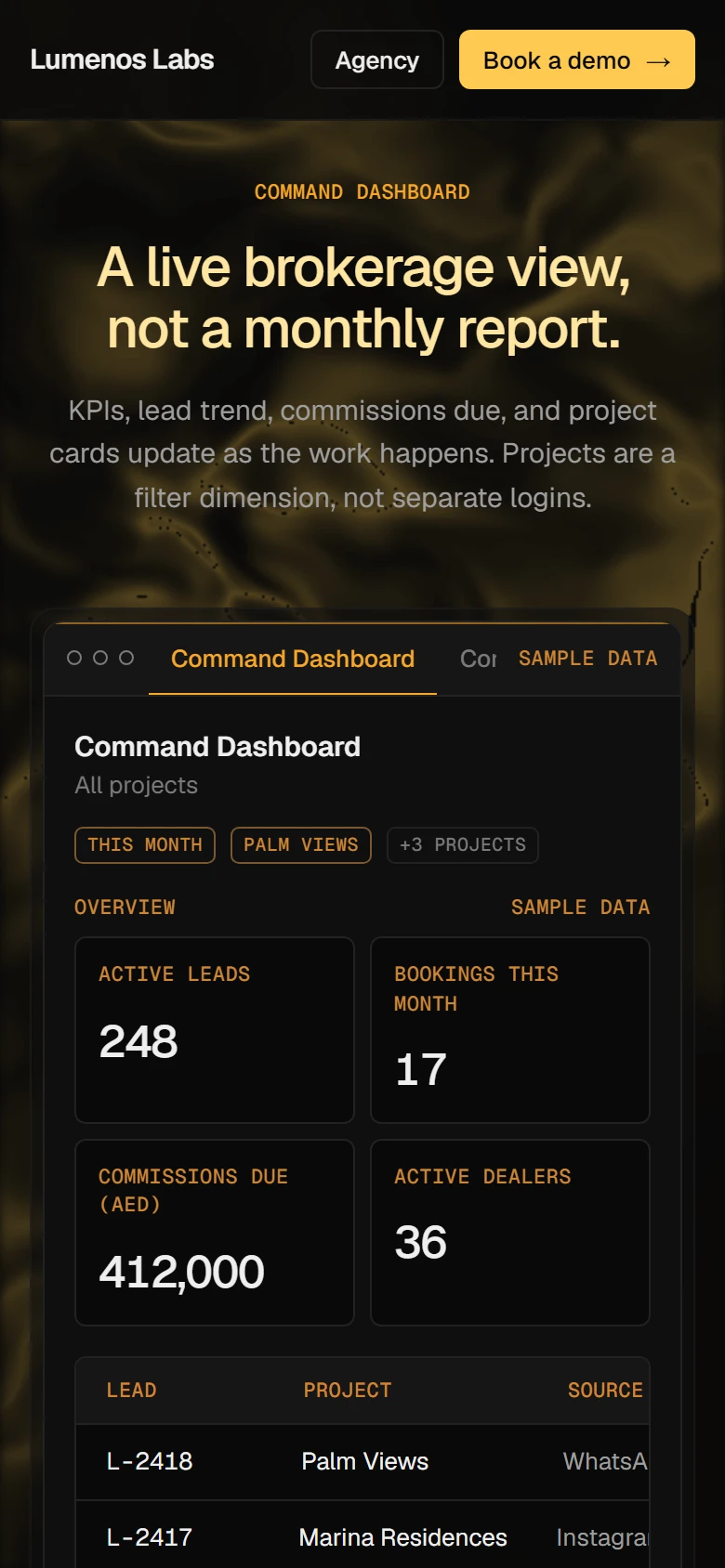 The dashboard on a phone.