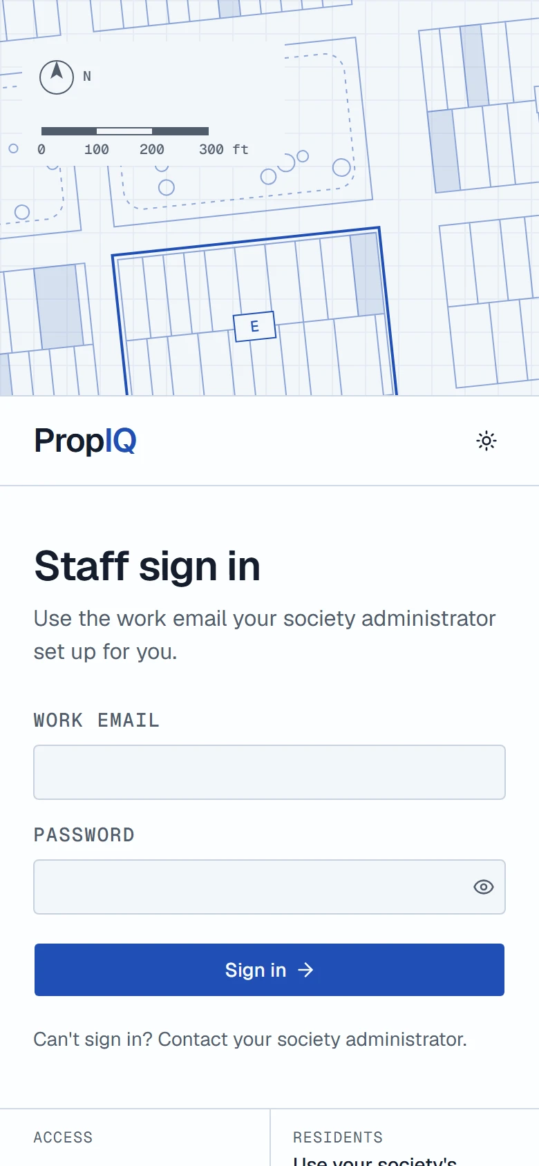 The sign-in page on a phone.