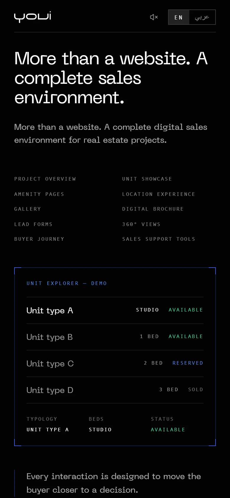 The unit explorer on a phone.